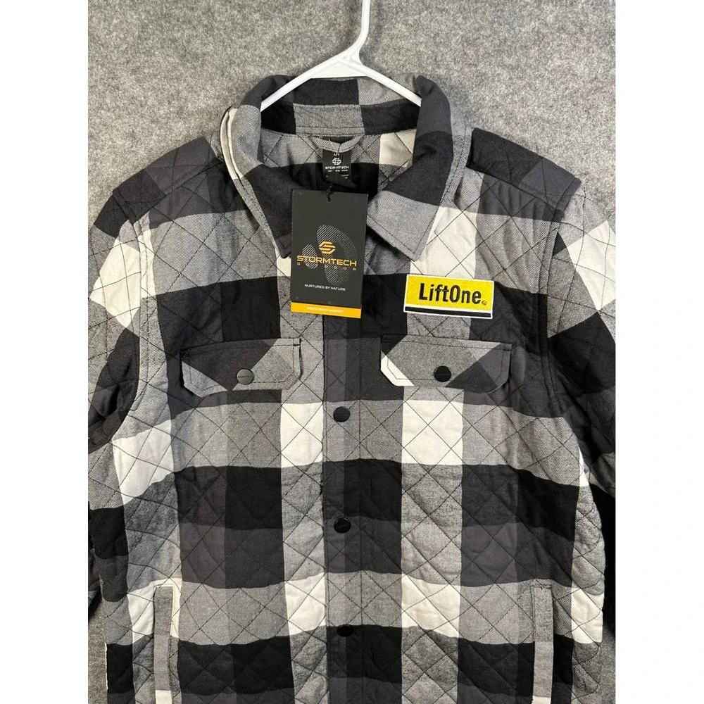 Stormtech Performance Mens Quilted Shirt Jacket Black Grey Plaid QPX-1 Large NWT